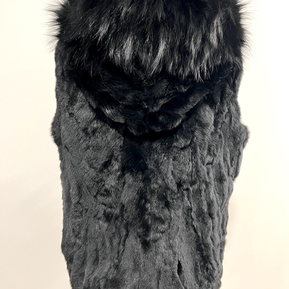 Mitchie’s Matchings Reversible Nylon/Rabbit Fur Vest with Silver Fox Trim NEW XL - Picture 3 of 7